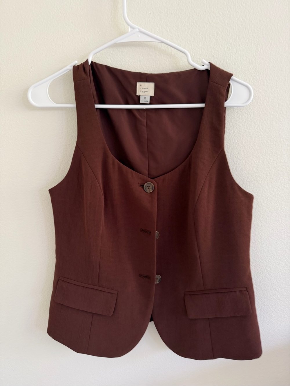 SAYLOR Brown Tailored Button Front Vest